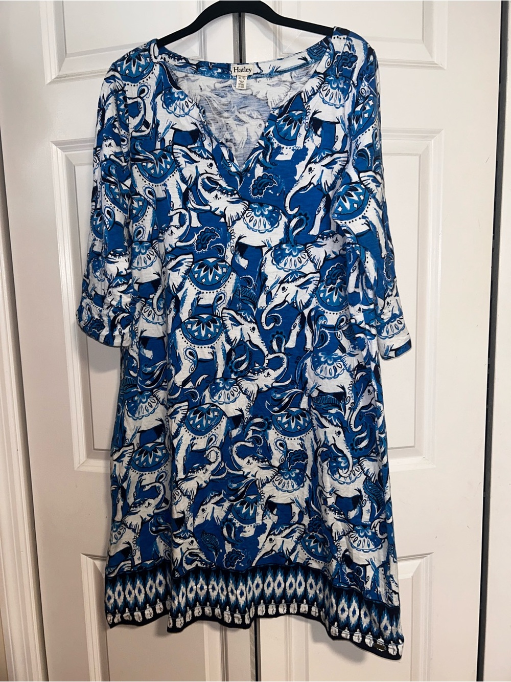 Hatley Blue and White Elephant Print Tunic Dress